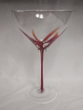 Pier 1 Swirle Red Line Martini Glass Rare Find 1
